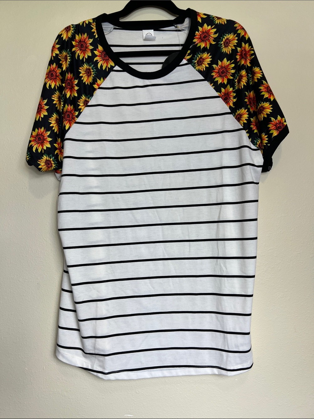 Sunflower Sleeve Striped Raglan Tee - White/Black
